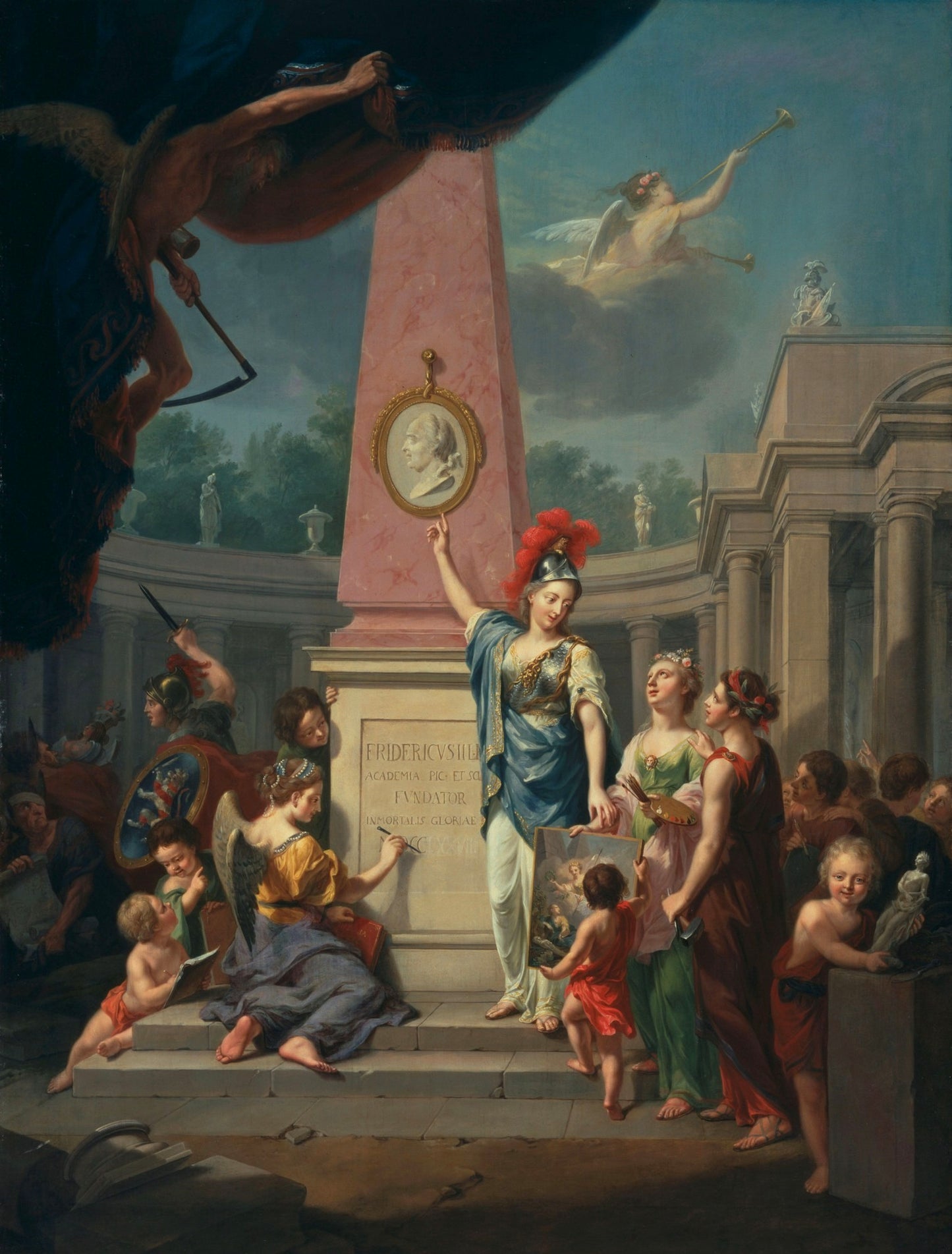 Allegory of the Foundation of the Kasseler Kunstakademie, vintage artwork by Johann Heinrich Tischbein the Elder, 12x8" (A4) Poster