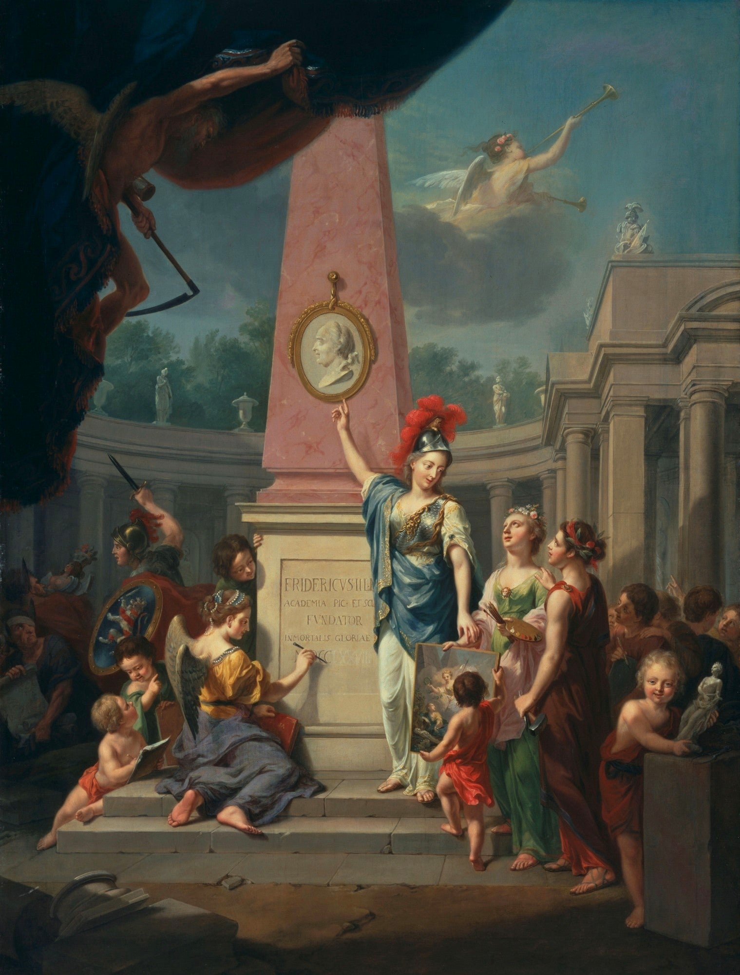 Allegory of the Foundation of the Kasseler Kunstakademie, vintage artwork by Johann Heinrich Tischbein the Elder, 12x8" (A4) Poster