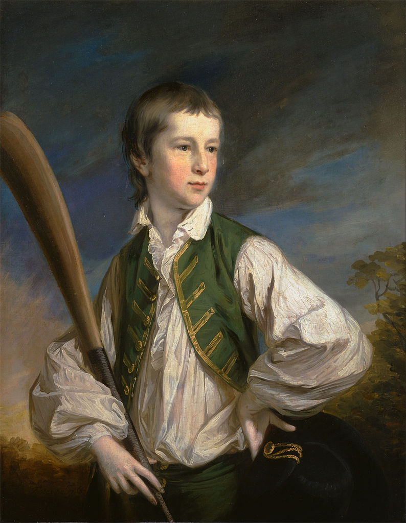 Charles Collyer as a Boy, with a Cricket Bat, vintage artwork by Francis Cotes, R.A., 12x8" (A4) Poster