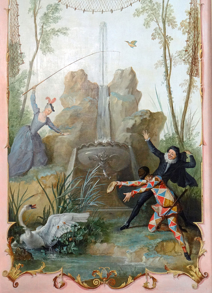 Les Divertissements champêtres, vintage artwork by Jean-Baptiste Oudry, 12x8" (A4) Poster