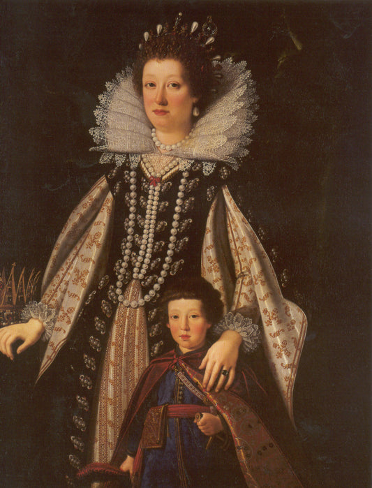 Maria Maddalena of Austria (Wife of Duke Cosimo II de' Medici) with her Son, the Future Ferdinand II, vintage artwork by Justus Sustermans, 12x8" (A4) Poster