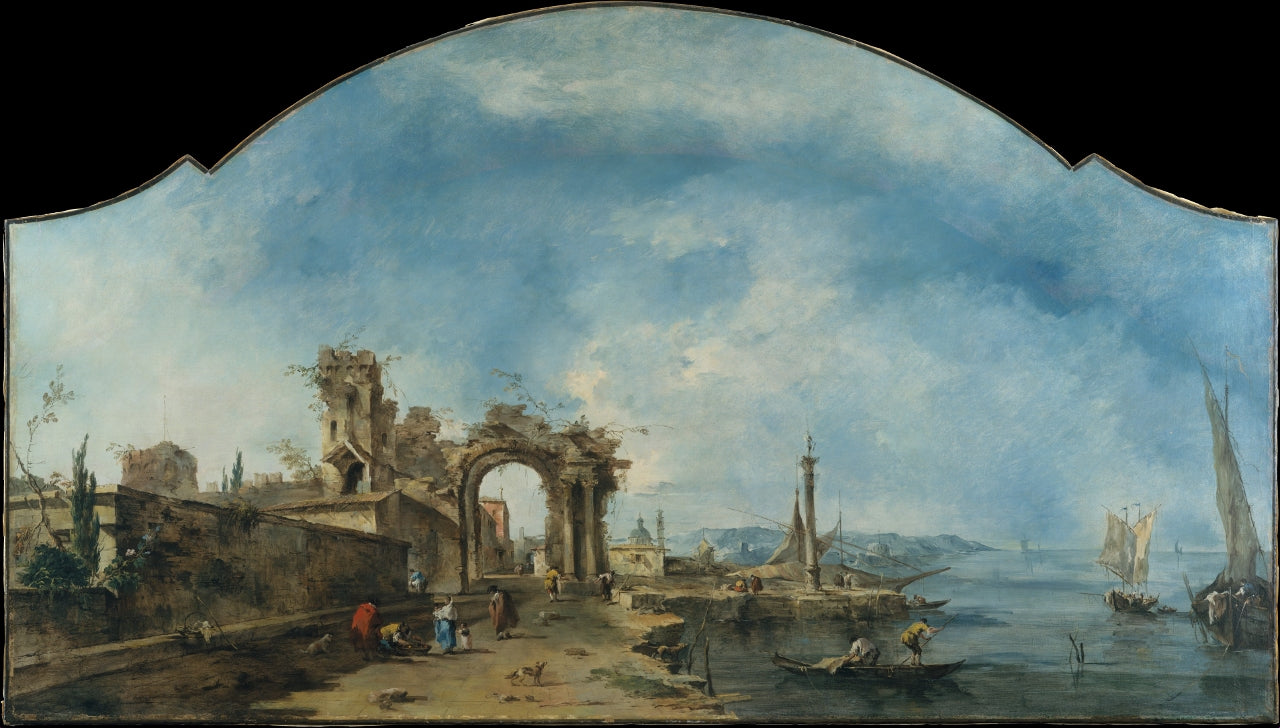 Capricci (Fantastic) Landscape, vintage artwork by Francesco Guardi, 12x8" (A4) Poster