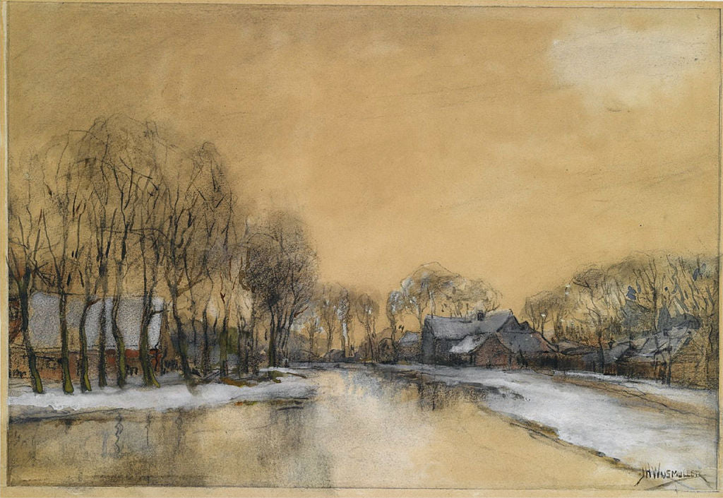 scape with houses along a canal by Jan Hillebrand Wijsmuller,A3(16x12")Poster