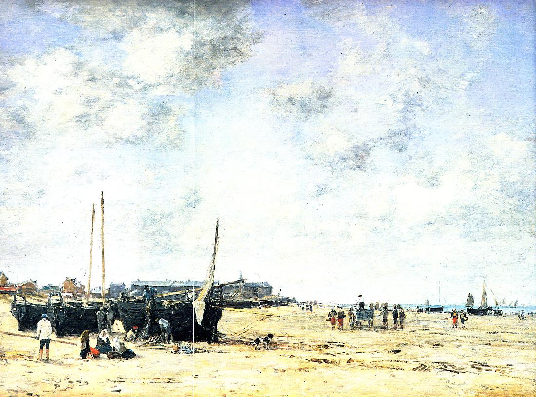 The Beach at Berck, vintage artwork by Eugène-Louis Boudin, 12x8" (A4) Poster