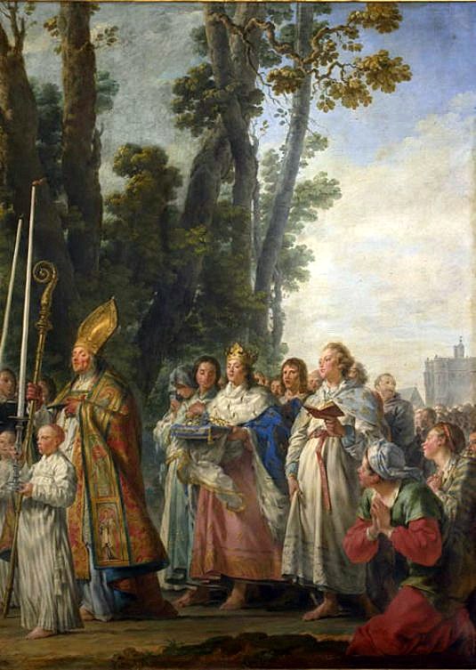 Saint Louis Carrying the Crown of Thorns, vintage artwork by Noel Halle, 12x8" (A4) Poster