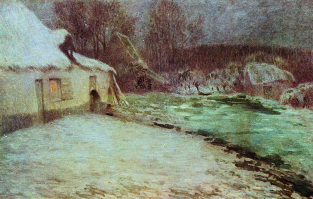 Cottages in the Snow, vintage artwork by Henri Le Sidaner, 12x8" (A4) Poster