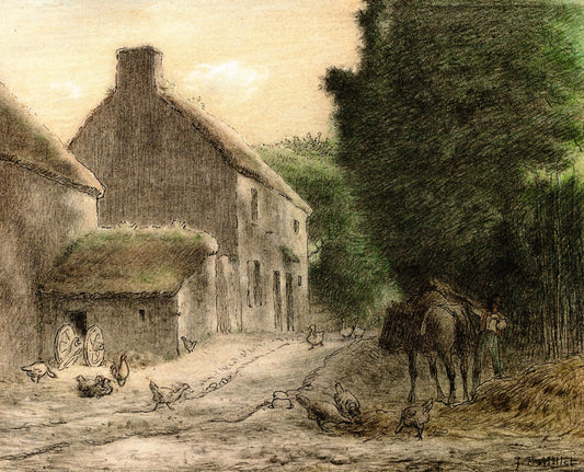 Farm House at Gruchy, vintage artwork by Jean-François Millet, A3 (16x12") Poster Print