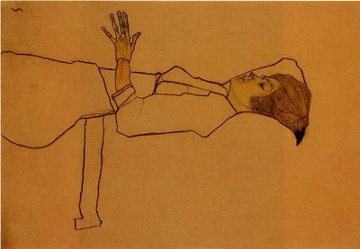Clothed Woman, Reclining, vintage artwork by Egon Schiele, 12x8" (A4) Poster