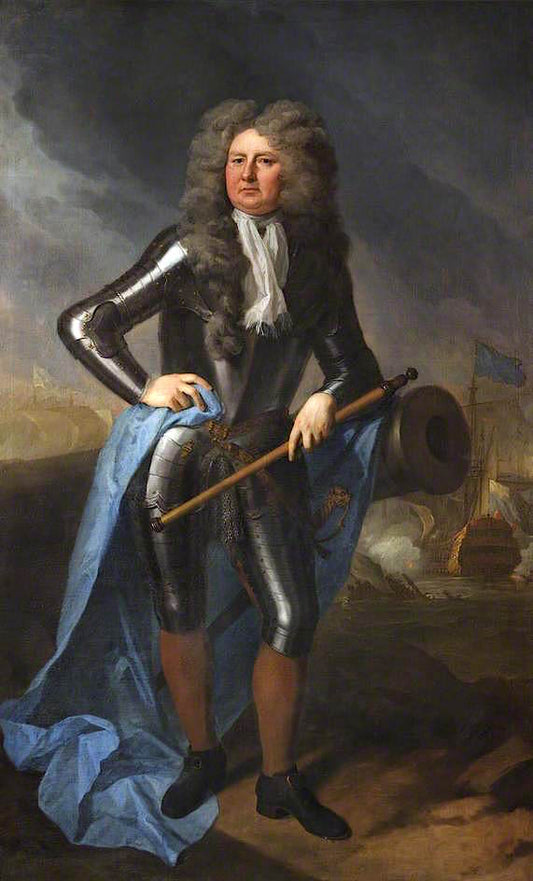 Admiral Sir Cloudesley Shovell, vintage artwork by Michael Dahl, 12x8" (A4) Poster