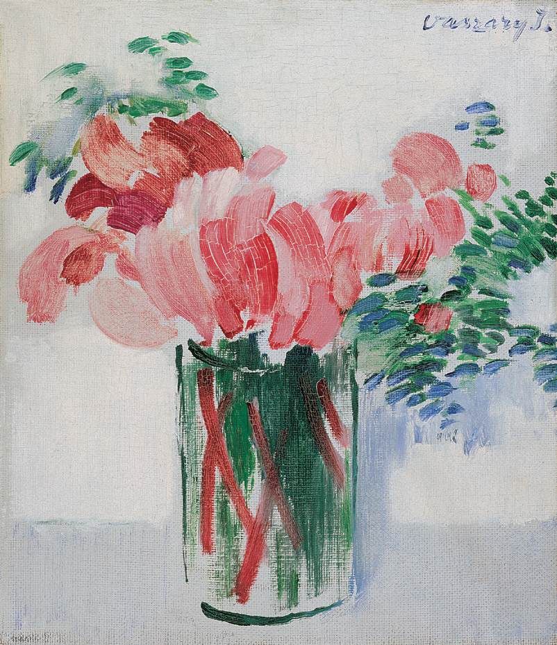 Cyclamens in a Glass by Janos Vaszary,A3(16x12")Poster