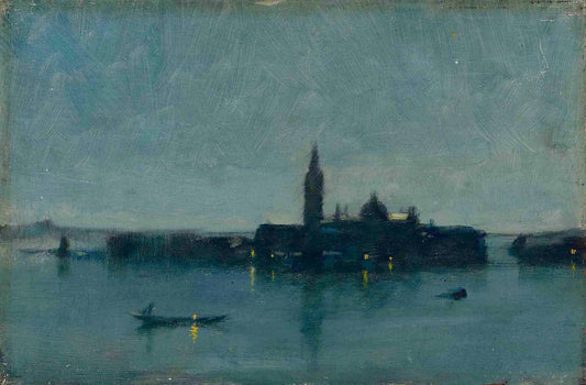 San Giorgio Maggiore from the Lagoon by  moonlight, Venice, vintage artwork by Sir James Jebusa Shannon, 12x8" (A4) Poster
