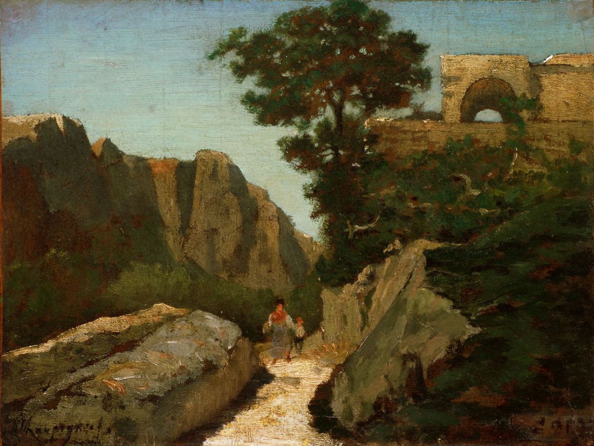 Landscape at Capri, vintage artwork by Henri-Joseph Harpignies, A3 (16x12") Poster Print