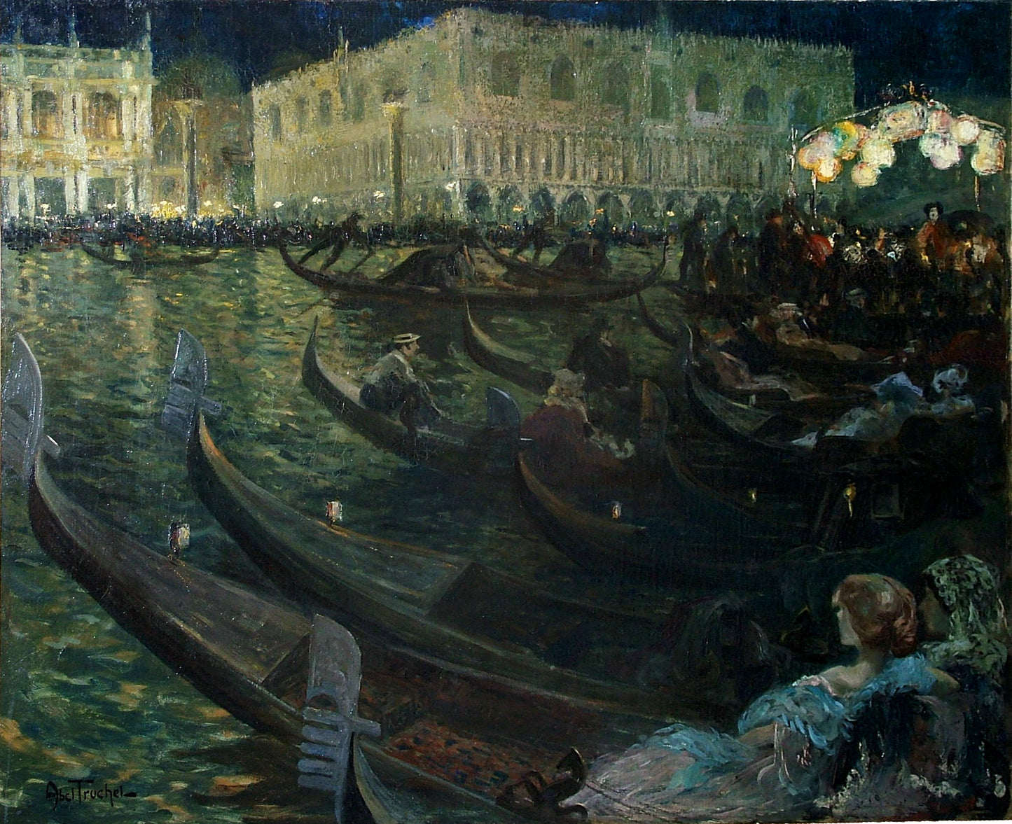 La Festa Del Redentore, Venice, vintage artwork by Louis Abel-Truchet, 12x8" (A4) Poster