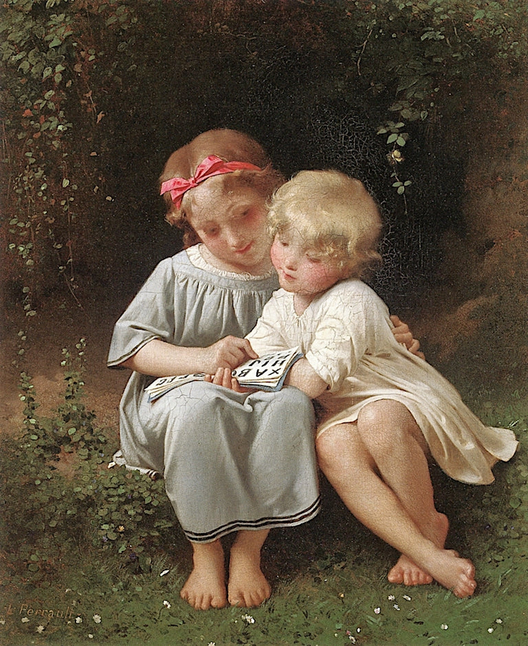 The Little Scholars, vintage artwork by Leon-Jean-Basile Perrault, 12x8" (A4) Poster