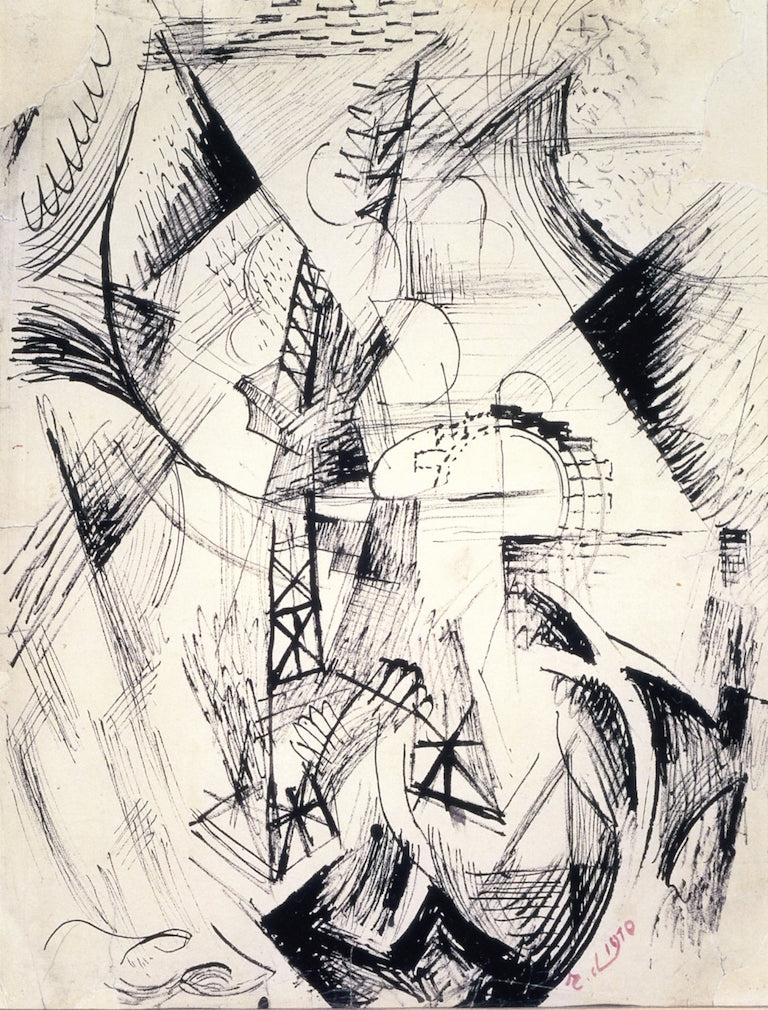 La Tour, vintage artwork by Robert Delaunay, 12x8" (A4) Poster