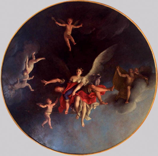 Aurora Abducting Cephalus, vintage artwork by Marcantonio Franceschini, 12x8" (A4) Poster