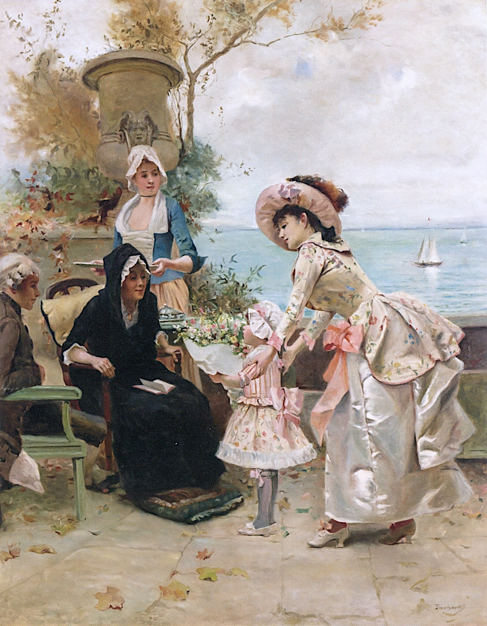 Paying Respects, vintage artwork by Emile-Auguste Pinchart, 12x8" (A4) Poster