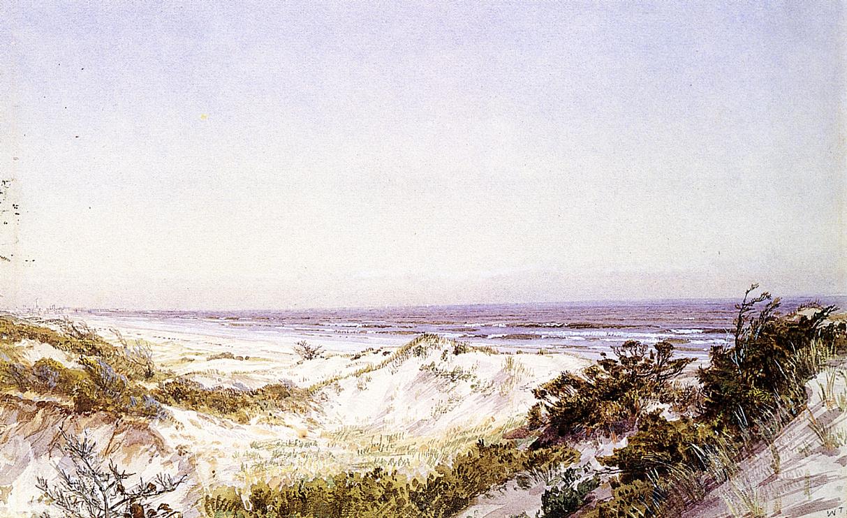 Atlantic City - Beach Dunes and Grass, vintage artwork by William Trost Richards, 12x8" (A4) Poster