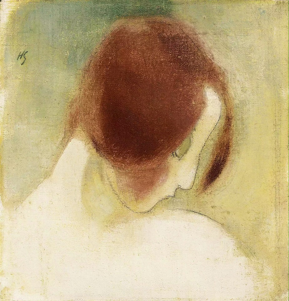 The red-haired girl, vintage artwork by Helene Schjerfbeck, 12x8" (A4) Poster