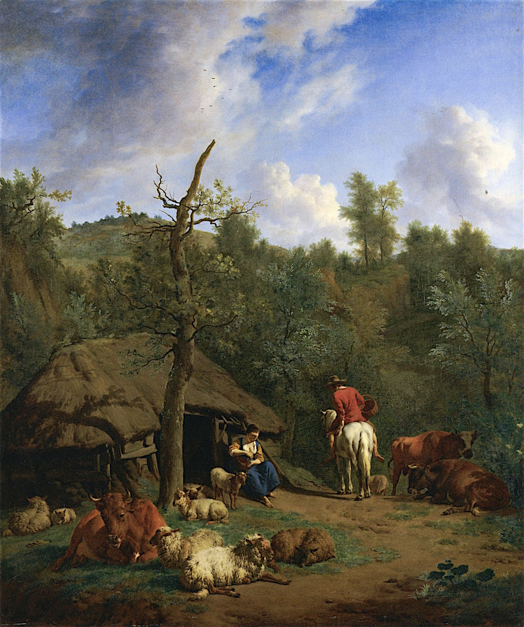 The Hut, vintage artwork by Adriaen van de Velde, 12x8" (A4) Poster