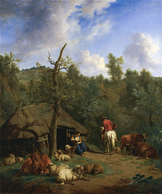 The Hut, vintage artwork by Adriaen van de Velde, 12x8" (A4) Poster