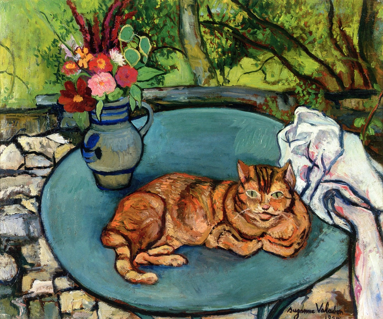 Raminou and a Pitcher of Carnations, vintage artwork by Suzanne Valadon, 12x8" (A4) Poster