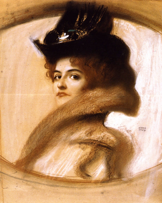 Frau Braun, vintage artwork by Franz von Stuck, 12x8" (A4) Poster