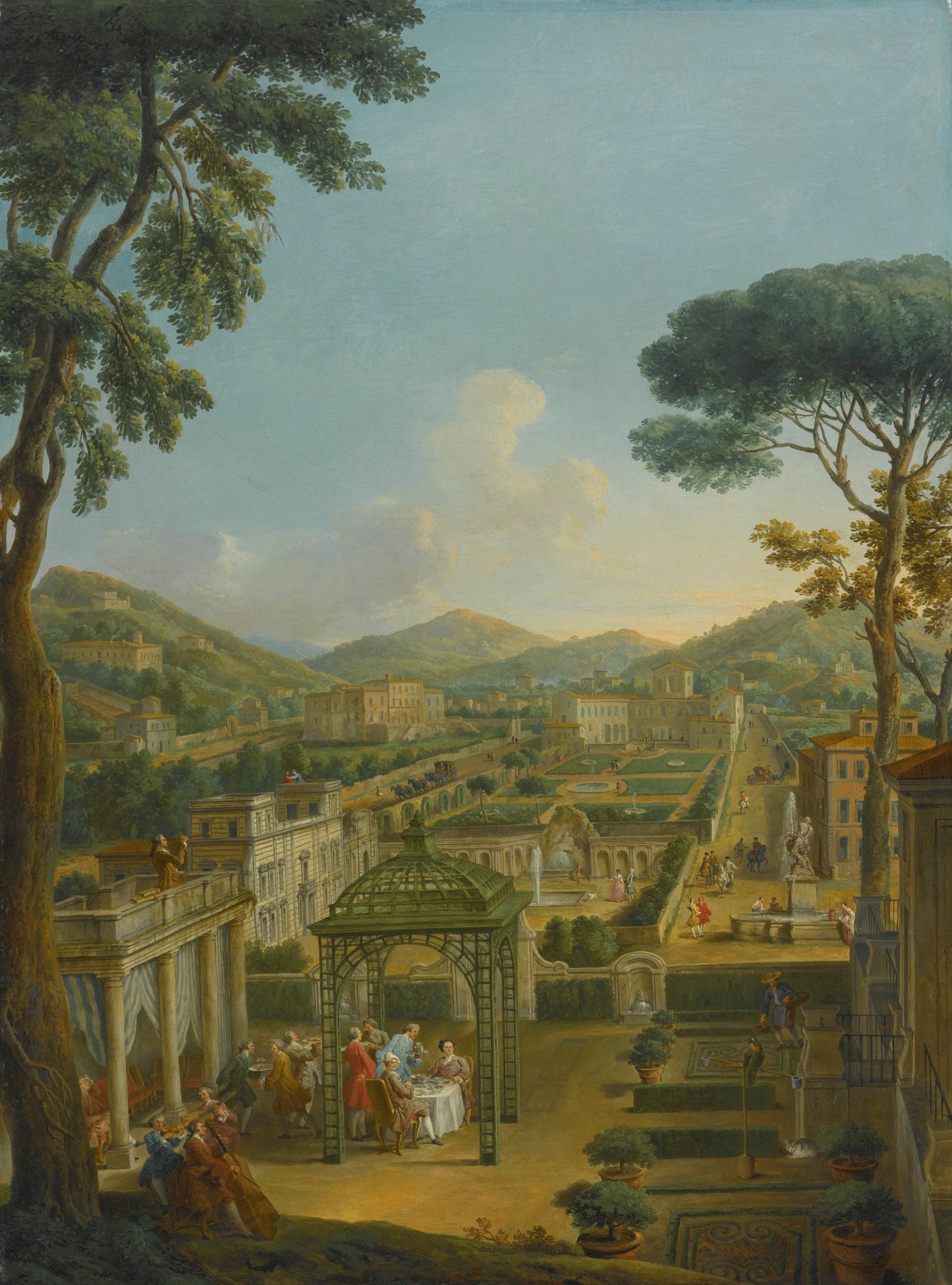 An Extensive Landscape with Villas and Figures, vintage artwork by Giovanni Paolo Panini, 12x8" (A4) Poster
