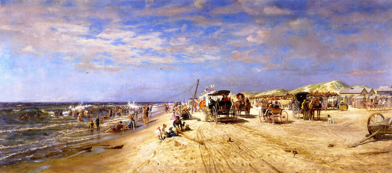 East Hampton Beach, vintage artwork by Edward Lamson Henry, 12x8" (A4) Poster