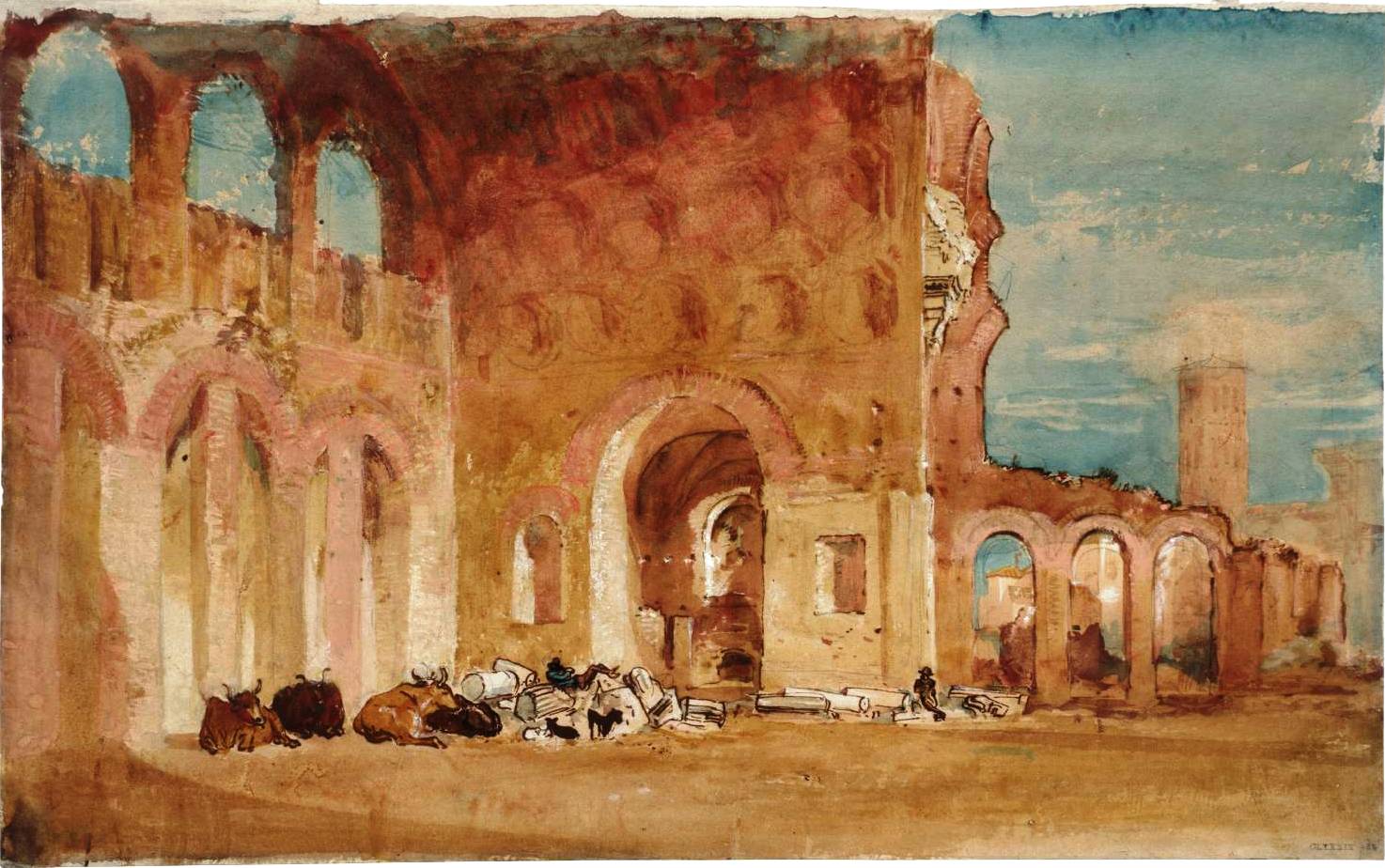 The Basilica of Constantine, Rome, vintage artwork by Joseph Mallord William Turner, 12x8" (A4) Poster