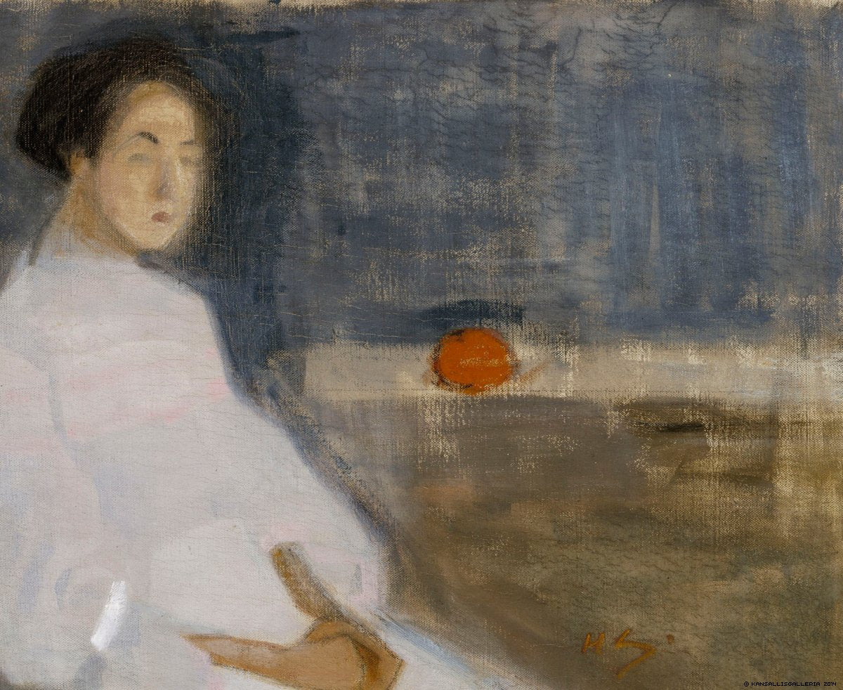 Costume Picture I, vintage artwork by Helene Schjerfbeck, 12x8" (A4) Poster