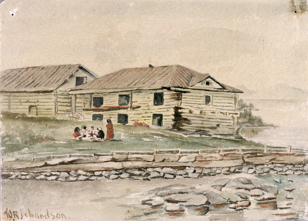 Buildings Going to Ruin, Alaska, 1884, vintage artwork by Theodore J. Richardson, 12x8" (A4) Poster