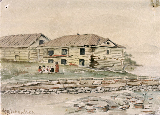 Buildings Going to Ruin, Alaska, 1884, vintage artwork by Theodore J. Richardson, 12x8" (A4) Poster