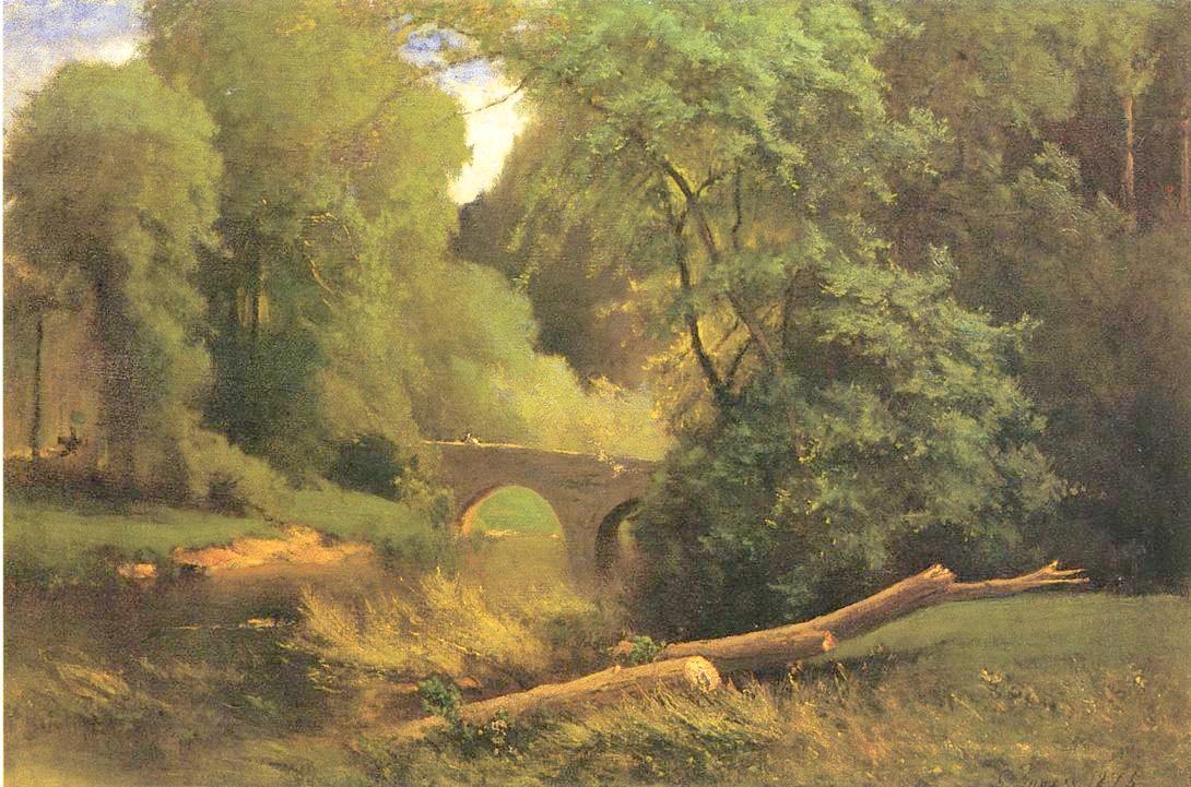 Cromwell's Bridge, vintage artwork by George Inness, 12x8" (A4) Poster