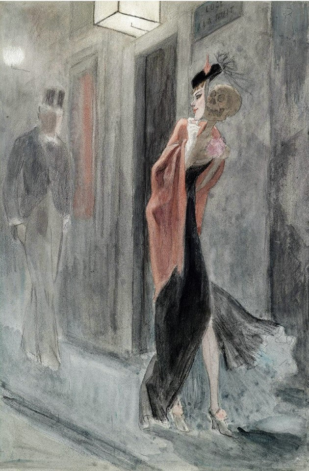 Coin de rue, quatre heures du matin, vintage artwork by Felicien Rops, 12x8" (A4) Poster