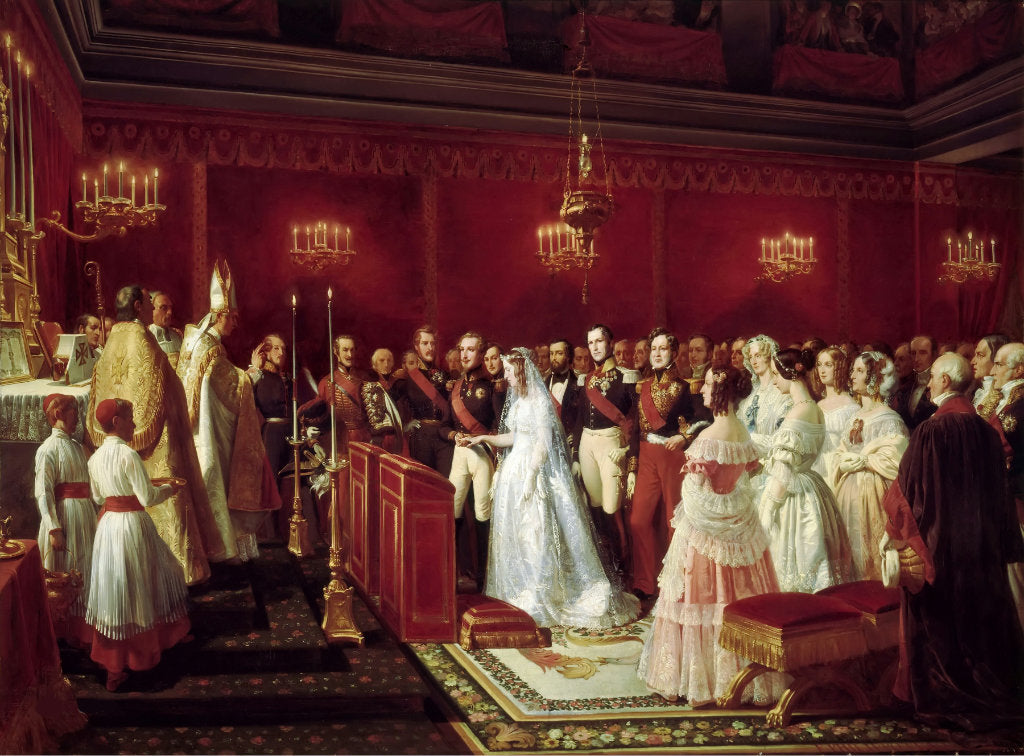 The Marriage of Duke of Aumale with Maria Carolina of Bourbon, vintage artwork by Henri-Felix-Emmanuel Philippoteaux, A3 (16x12") Poster Print