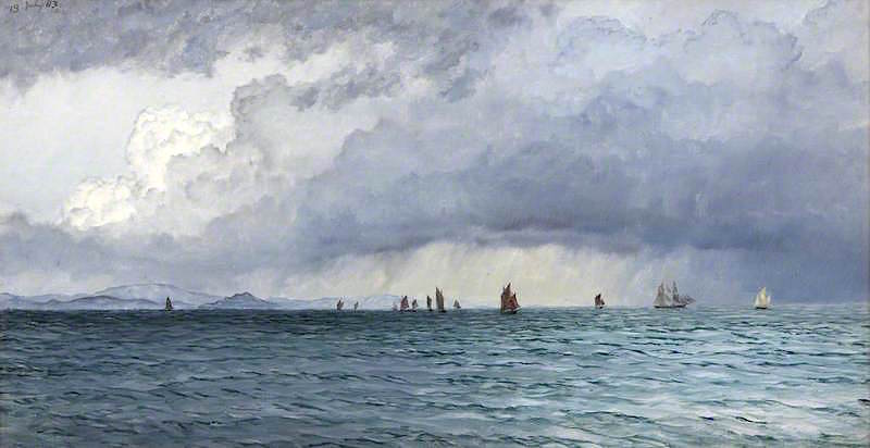 Falmouth Harbour, 13 July 1883, vintage artwork by John Edward Brett, A.R.A., 12x8" (A4) Poster