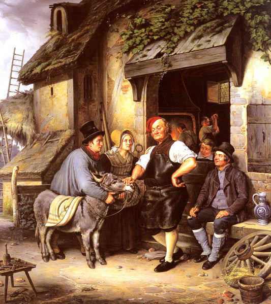 Visit to the veterinarian, vintage artwork by Eduard Pistorius, A3 (16x12") Poster Print