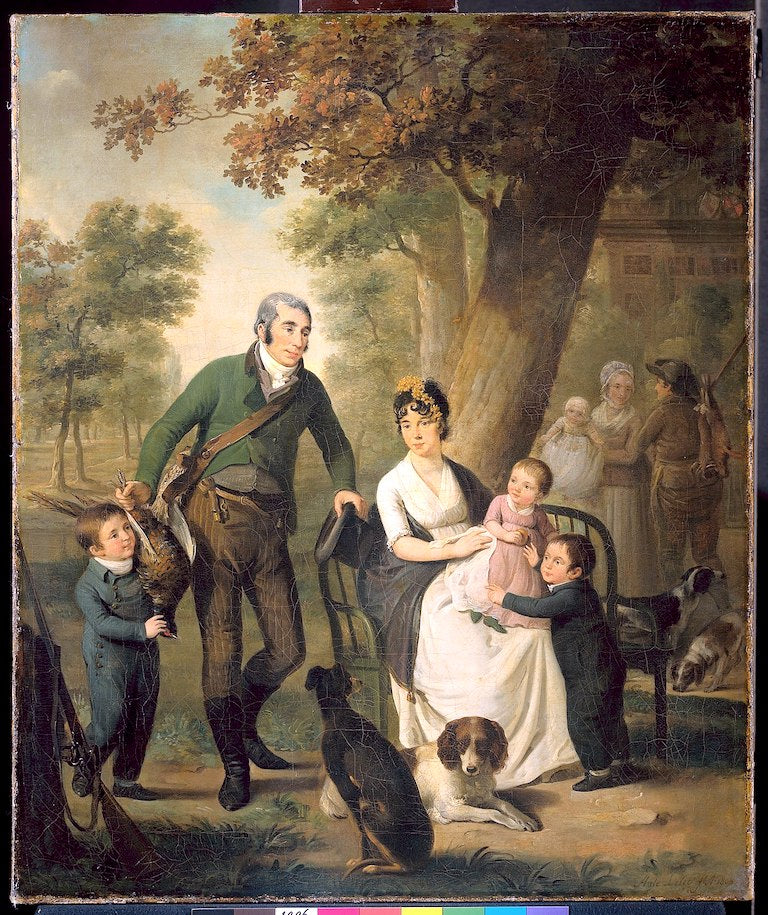 Family Portrait of Jonkheer Gysbert Carel Rutger Reinier van Brienen van Ramerus...., vintage artwork by Adriaan de Lelie, 12x8" (A4) Poster