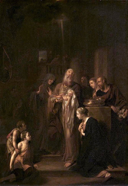 The Offering in the Temple, vintage artwork by Adriaen van der Werff, 12x8" (A4) Poster
