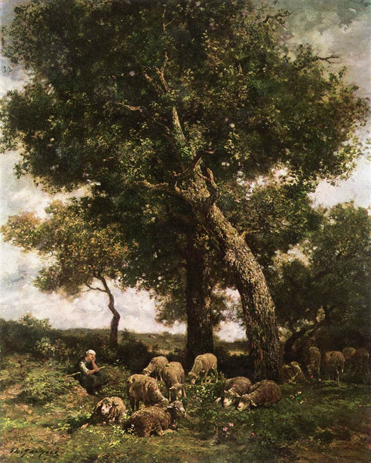 On the Pasture, vintage artwork by Charles-Émile Jacque, A3 (16x12") Poster Print