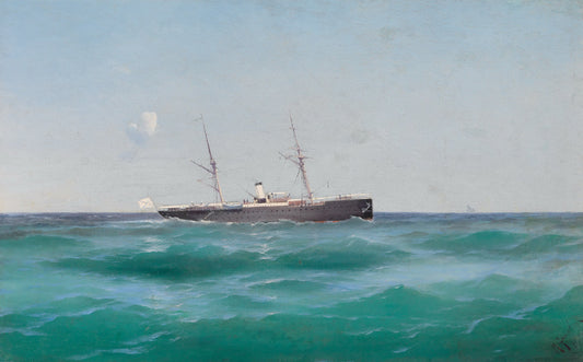 A Ship at Sea, vintage artwork by Mikhail Alisov, 12x8" (A4) Poster