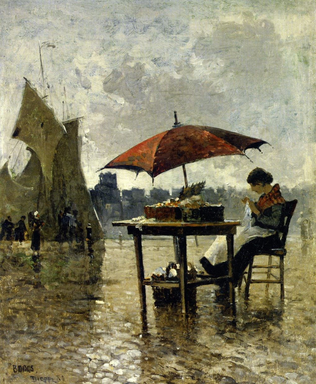 On the Quai, Dieppe by Frank Myers Boggs,A3(16x12")Poster