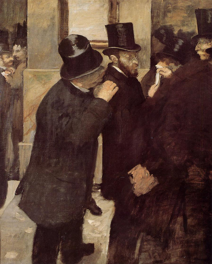 At the Stock Exchange, vintage artwork by Edgar Degas, 12x8