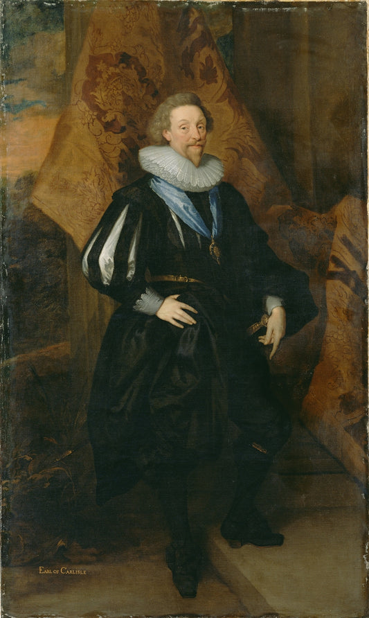 Portrait of James Hay, 1st Earl of Carlisle, vintage artwork by British School 17th Century - Unknown, 12x8" (A4) Poster