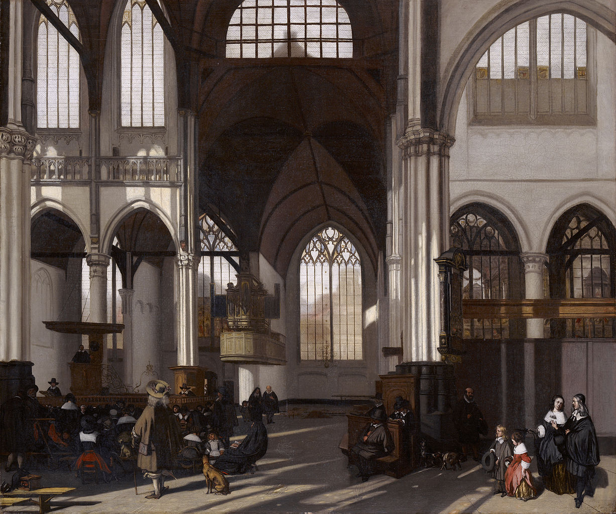 Interior of the Oude kerk in Amsterdam (south nave), vintage artwork by Emanuel de Witte, 12x8" (A4) Poster