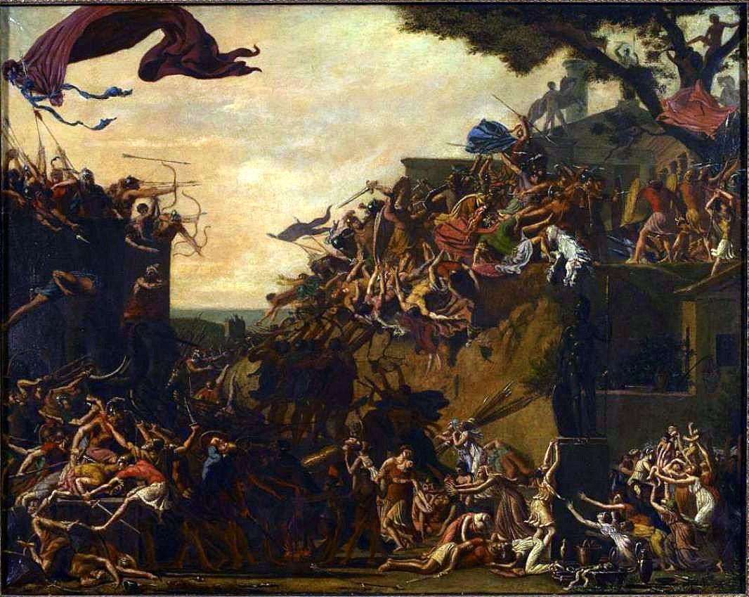 The Siege of Sparta, vintage artwork by François Topino-Lebrun, 12x8" (A4) Poster