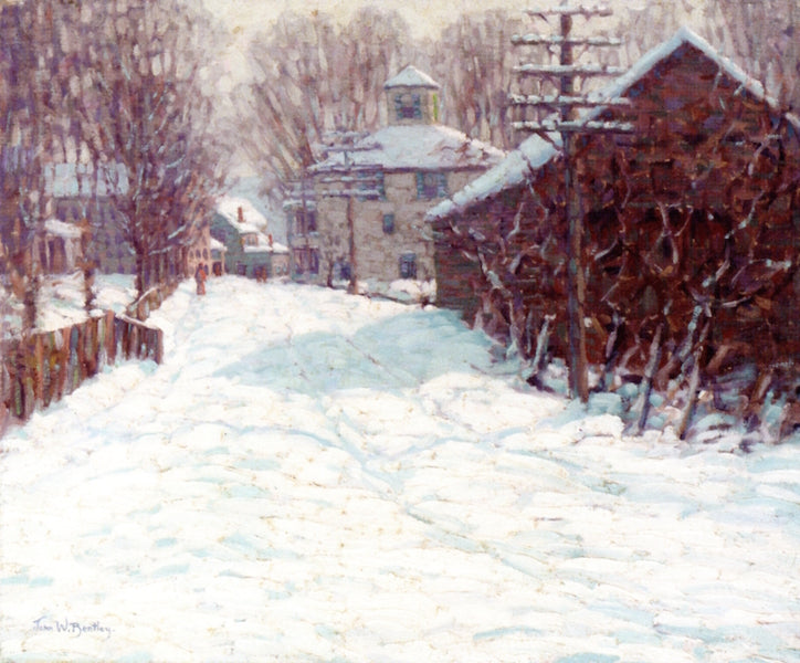 Village Road, vintage artwork by John William Bentley, 12x8" (A4) Poster