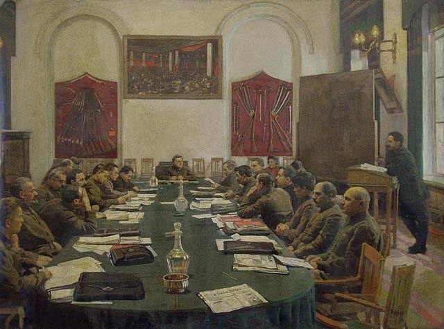 The Revolutionary Council, vintage artwork by Isaak Brodsky, 12x8" (A4) Poster