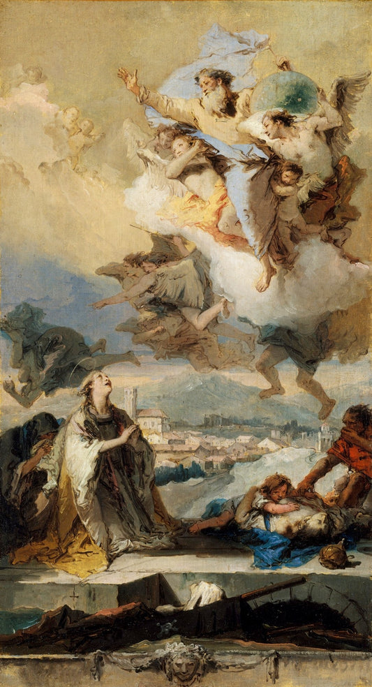 Study for Saint Thecla Praying for the Plague-Stricken, vintage artwork by Giovanni Battista Tiepolo, 12x8" (A4) Poster